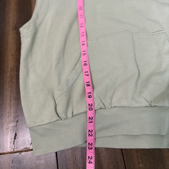 Sz S Sleeveless Light Green Sage Hoodie Pocket Drawstring Elastic Waistband Y2K - Picture 4 of 9